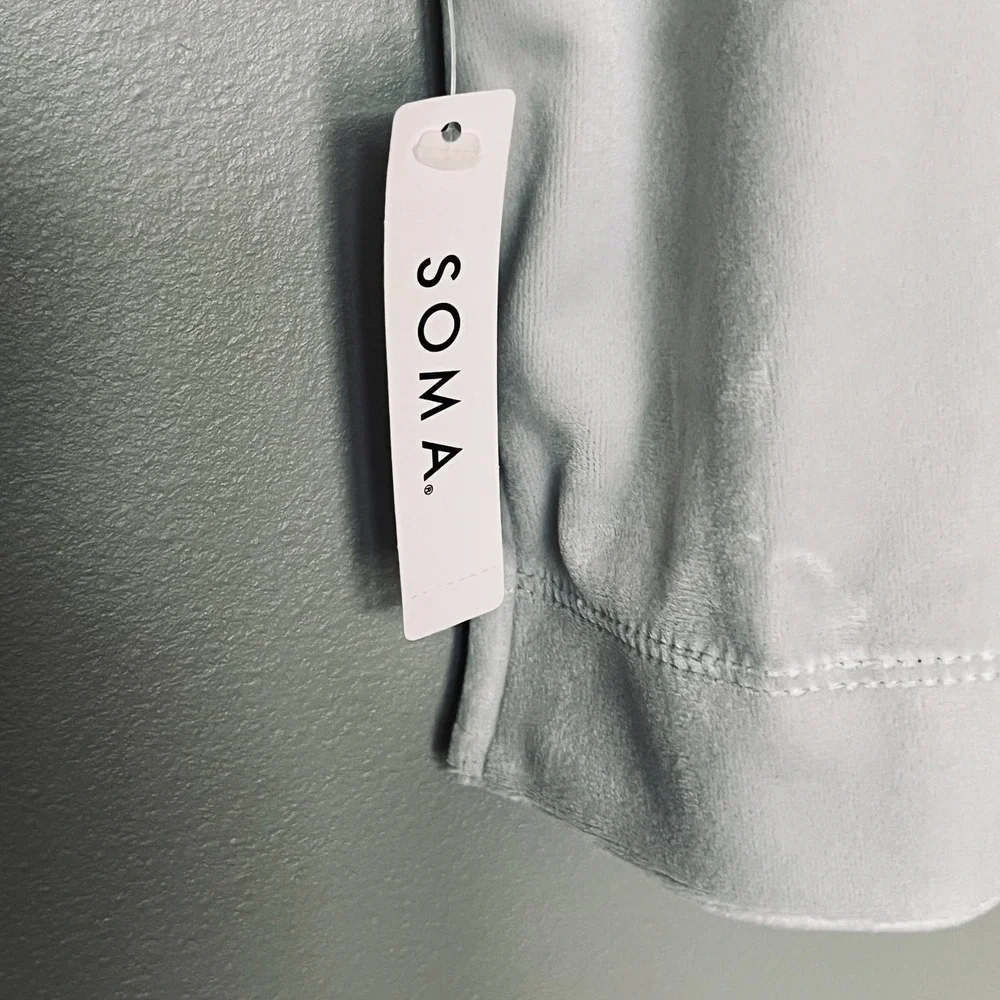 Soma 24/7 Velour Crewneck Sweatshirt & Wide Leg Pants Set Vapor Gray Medium NEW